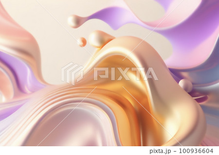 パステルカラーのカラフルなゴールドメタリックウェーブ背景 パステルカラーのカラフルなゴールドメタリックウェーブ背景 100936604