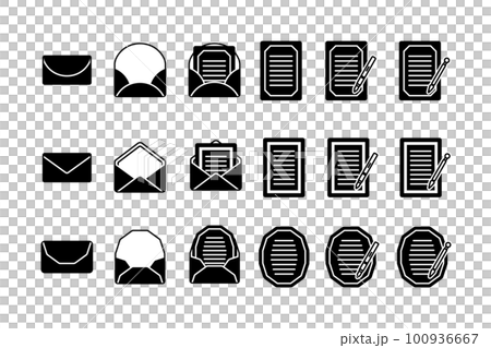 信封和信紙圖標/商務/紙/插圖/書房/備忘錄/筆/信件套組/航空郵件/鋼筆 100936667