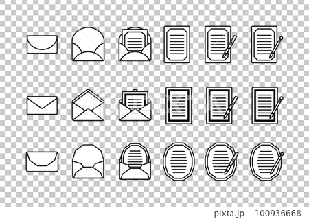 信封和信紙圖標/商務/紙/插圖/書房/備忘錄/筆/信件套組/航空郵件/鋼筆 100936668