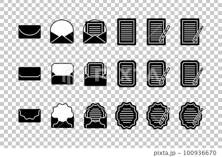 信封和信紙圖標/商務/紙/插圖/書房/備忘錄/筆/信件套組/航空郵件/鋼筆 100936670