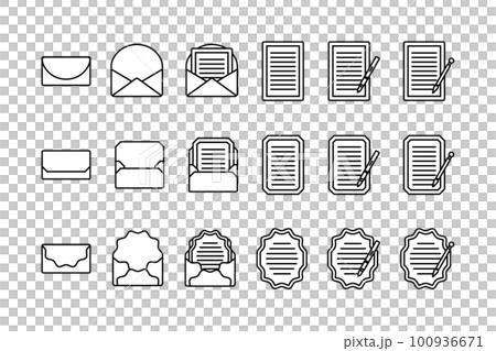 信封和信紙圖標/商務/紙/插圖/書房/備忘錄/筆/信件套組/航空郵件/鋼筆 100936671
