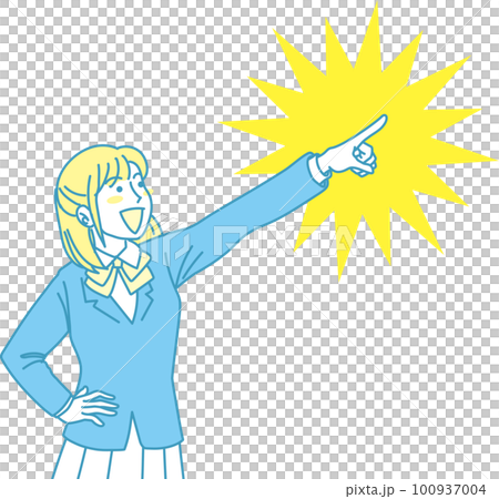 指向右上角的製服少女 100937004