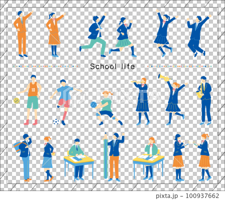 学校生活楽しむ人達 100937662