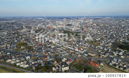 茨城県古河市を空撮 100937814
