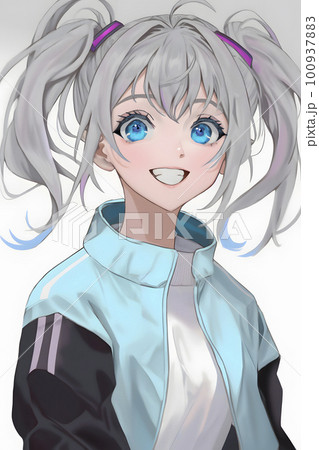シルバーヘアでツインテールの少女「AI生成画像」 100937883