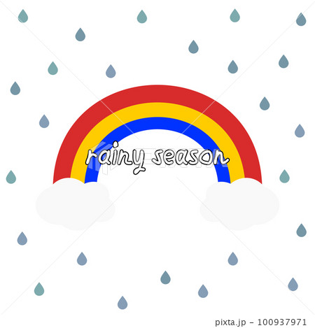 梅雨のテキスト入り虹のイラスト1のイラスト素材 [100937971] - PIXTA