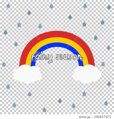 Illustration of a rainbow with text of the rainy season 1 Illustration of a rainbow with text of the rainy season 1 100937971