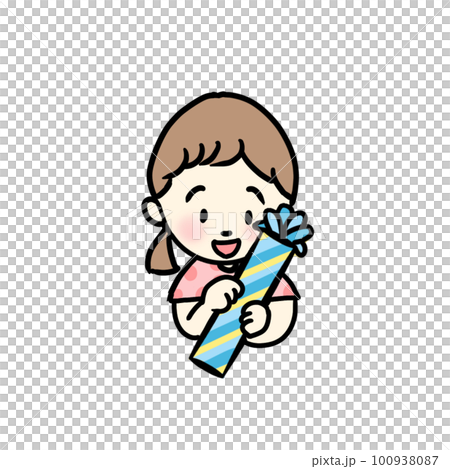 拿著禮物的女孩父親節插畫 100938087