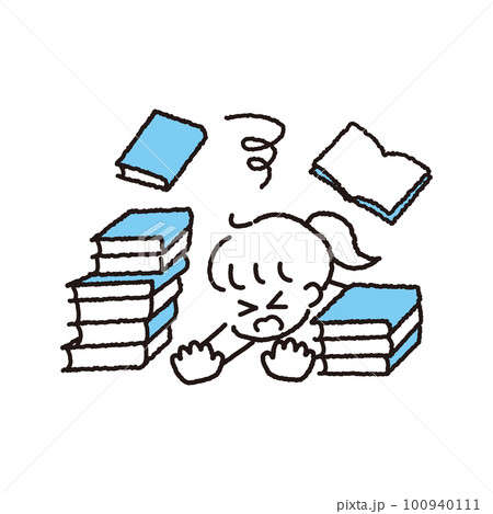 本の山に埋もれてイヤになっている少女 本の山に埋もれてイヤになっている少女 100940111