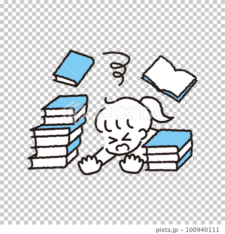 本の山に埋もれてイヤになっている少女 本の山に埋もれてイヤになっている少女 100940111