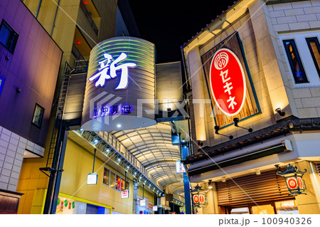 東京　台東区　浅草　夜の新仲見世商店街 100940326