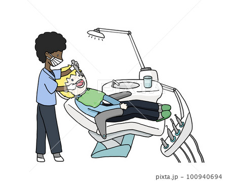 歯医者で治療を受ける人のイラスト14 歯医者で治療を受ける人のイラスト14 100940694