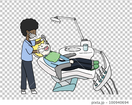 歯医者で治療を受ける人のイラスト14 歯医者で治療を受ける人のイラスト14 100940694