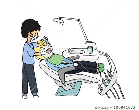 歯医者で治療を受ける人のイラスト2 100941072