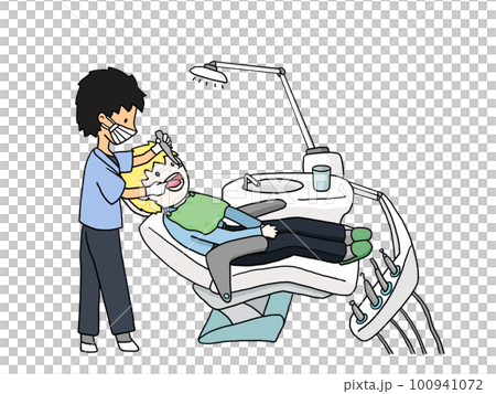 歯医者で治療を受ける人のイラスト2 100941072