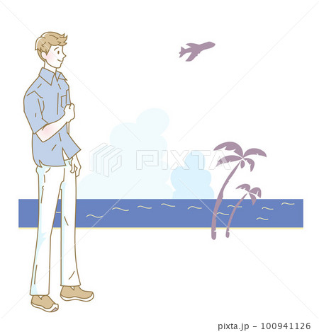 海を眺める男性 100941126