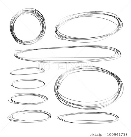 oval and round frames. vector marker stroke simple 100941753
