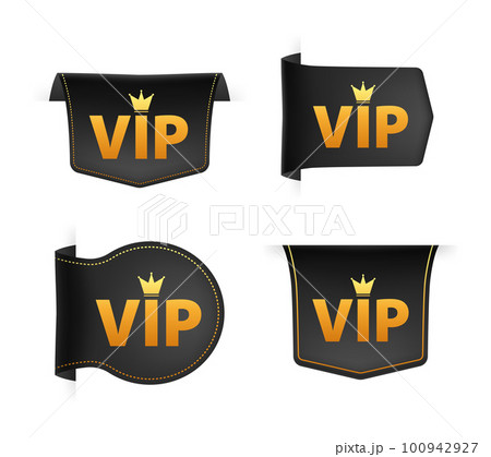 Black ribbon with text VIP. Banner ribbon label VIP club Black ribbon with text VIP. Banner ribbon label VIP club 100942927