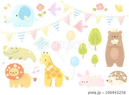 かわいい動物のイラスト素材セット 100943256