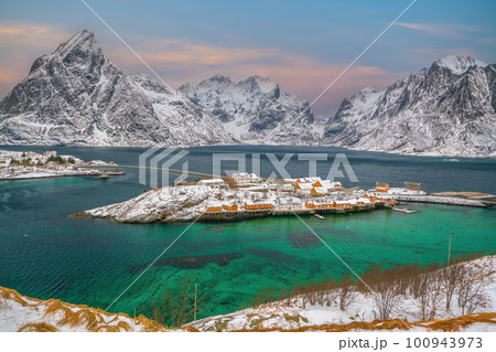 Beautiful nature lanscape of Lofoten in Norway, Europe Beautiful nature lanscape of Lofoten in Norway, Europe 100943973