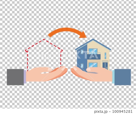 住宅の購入や譲渡のイメージイラスト 住宅の購入や譲渡のイメージイラスト 100945281