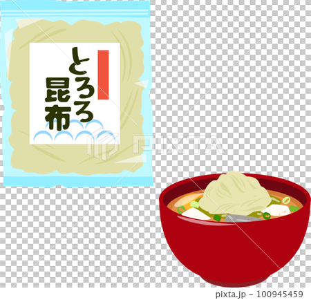 とろろ昆布を乗せたみそ汁 とろろ昆布を乗せたみそ汁 100945459