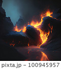 Wildfire burns ground in forest, stock image 100945957