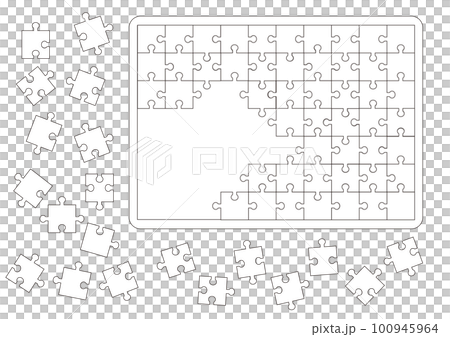 White jigsaw puzzle in progress White jigsaw puzzle in progress 100945964
