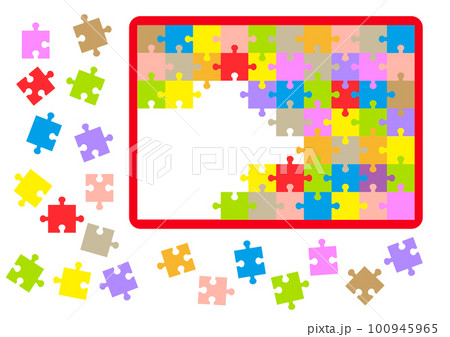 作りかけのカラフルなジグソーパズル 作りかけのカラフルなジグソーパズル 100945965