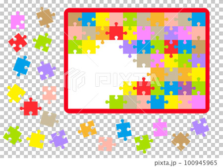 作りかけのカラフルなジグソーパズル 作りかけのカラフルなジグソーパズル 100945965