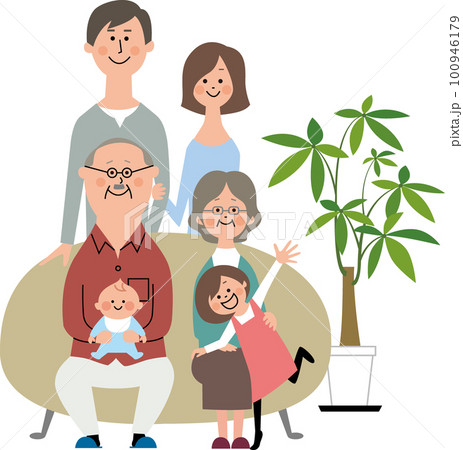 ソファに大家族 100946179