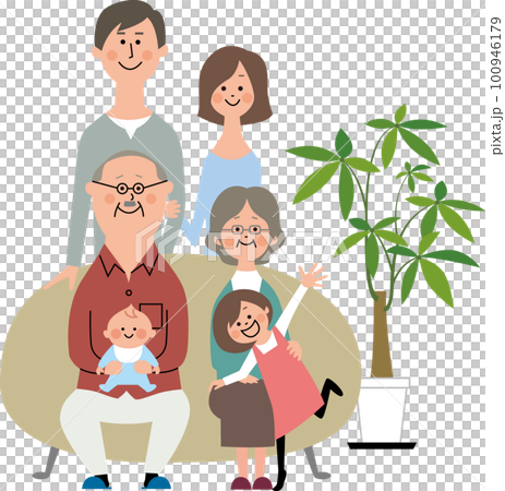 ソファに大家族 100946179