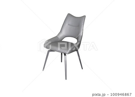 Stylish leather armchair at 45 degrees on white background. Interior  100946867