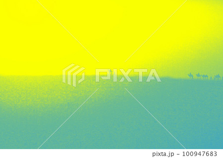 夕陽に染まる砂丘 100947683