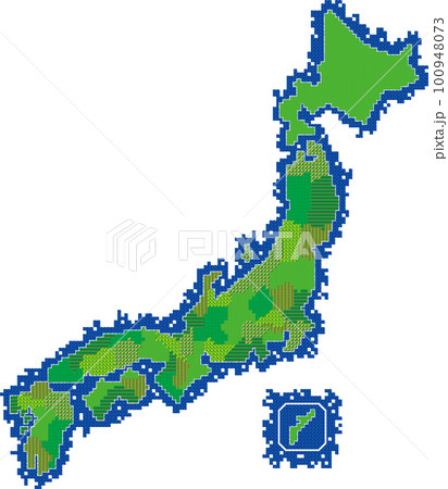 ロールプレイングゲームのマップ風　日本地図 100948073