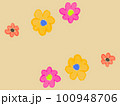 Painting of colorful flowers on yellow background 100948706