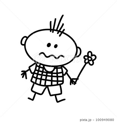 doodle kid, outline cartoon vector drawing child vector doodle kid, outline cartoon vector drawing child vector 100949080