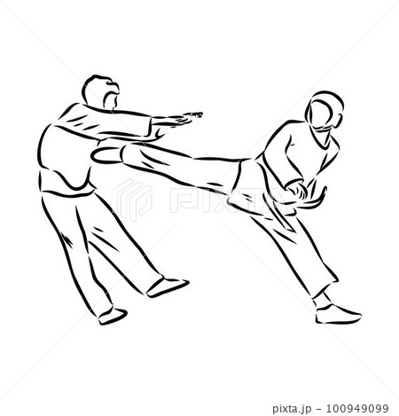 illustration of Taekwondo. Hand drawn. taekwondo vector illustration of Taekwondo. Hand drawn. taekwondo vector 100949099
