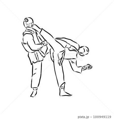 illustration of Taekwondo. Hand drawn. taekwondo vector illustration of Taekwondo. Hand drawn. taekwondo vector 100949119