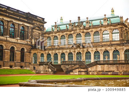 Saxon architecture in Dresden. Saxon Palace Zwinger. A popular tourist spot 100949885