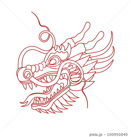 chinese dragon face outline