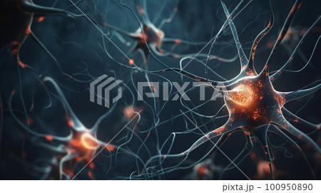 脳神経ニューロン3Dイメージ 100950890