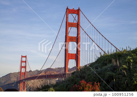 View of famous landmark the Golden Gate Bridge . San Francisco, California, USA 100951256