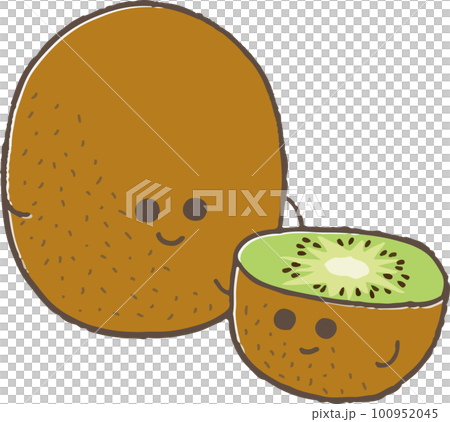 One simple kiwi and cut kiwi cute character 100952045