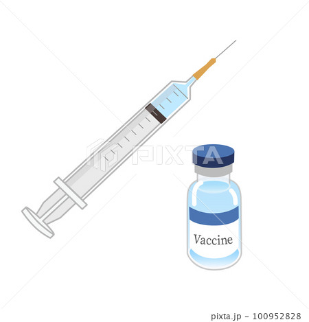 ワクチンの瓶と注射器のシンプルなイラスト 100952828