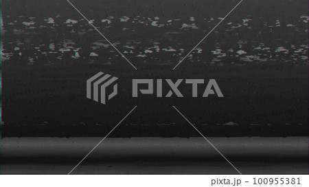 Analog glitch static noise. Signal interference. Black gray color VHS grain texture stripes dark abstract illustration background. Analog glitch static noise. Signal interference. Black gray color VHS grain texture stripes dark abstract illustration background. 100955381