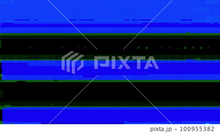 Pixel noise computer glitch. Electronic defect. Blue green black color grain static stripes digital artifacts dark abstract illustration background. Pixel noise computer glitch. Electronic defect. Blue green black color grain static stripes digital artifacts dark abstract illustration background. 100955382