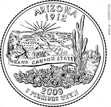 USA money Washington quarter 25 cent coin Arizona USA money Washington quarter 25 cent coin Arizona 100955391
