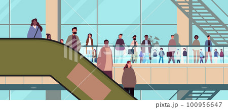 multiethnic people group mix race men women crowd in modern business center or shopping mall horizontal multiethnic people group mix race men women crowd in modern business center or shopping mall horizontal 100956647