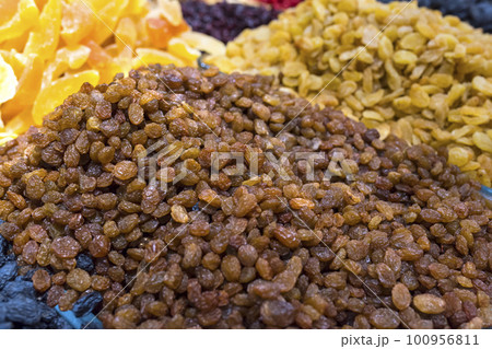 Natural background made from different kinds of raisins 100956811
